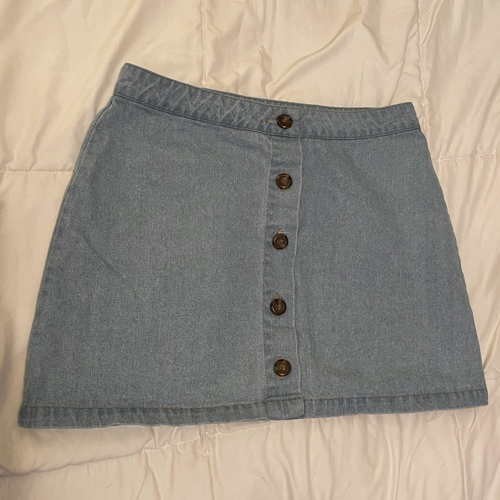 Button Blue Jean Skirt